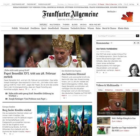 La notizia sul sito della Frankfurter Allgemeine