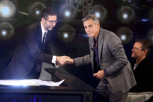 George Clooney, Matt Damon e Jean Dujardin ospiti da Fabio Fazio a Che tempo che fa