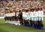 Le formazioni di Italia e Germania schierate in campo prima dell'inizio della finale dei Mondiali di  Spagna '82, a Madrid l'11 luglio 1982. La partita si chiuse con il risultato di 3-1 in favore degli  azzurri