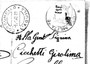 Cartolina scritta da mio padre (al fronte) a mia madre nel gennaio '43 (da Gino). Notare il messaggio 'intimo' pudicamente nascosto sotto il francobollo!