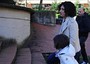 La moglie Agnese e la figlia piccola, Ester, del presidente del Consiglio Matteo Renzi escono dalla loro abitazione a Pontassieve (Firenze)