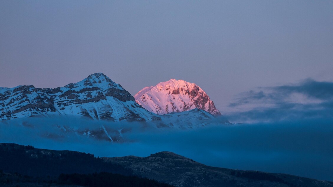 Una veduta del Gran Sasso. Crediti Foto comune dell 'Aquila - RIPRODUZIONE RISERVATA