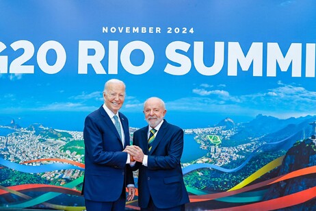 Lula ao lado de Biden durante a Cúpula de Líderes do G20, no Rio de Janeiro