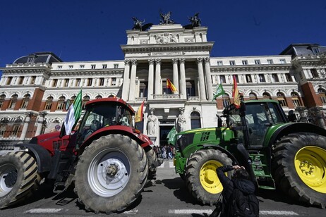 MArcha de tractores en Madrid. Reclamo del agro, entre otras cosas, contra el Mercosur