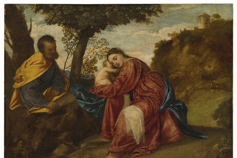 Obra retrata Jesus, Maria e José em um momento de descanso durante a fuga para o Egito