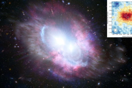 Una violenta tempesta di vento in corso all’interno di un quasar (fonte: International Gemini Observatory/NOIRLab/NSF/AURA/M. Zamani, J. da Silva &amp; M. Bischetti)