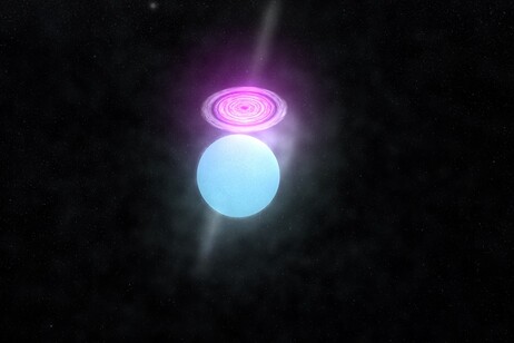 Rappresentazione artistica del sistema binario Cygnus-3 composto da una stella e un buco nero (fonte: Nasa)