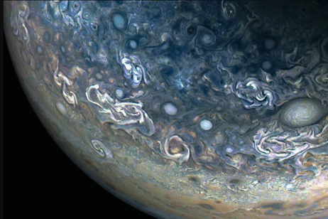 La atmósfera di Júpiter (fuente: datos di NASA/JPL-Caltech/SwRI/MSSS, elaboración de Gary Eason)