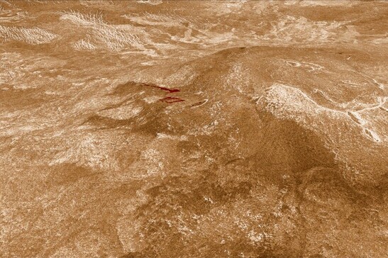 Rastros de Lava na superfície de Vênus (Foto: IRSPS)