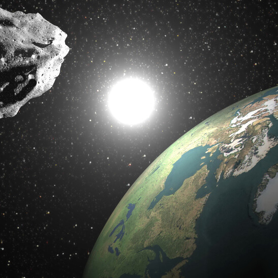 Rappresentazione artistica del passaggio ravvicinato di un asteroide (fonte: GoodFon)