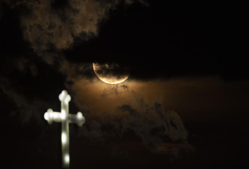 Full Supermoon called the 'Sturgeon Moon' rise over Skopje