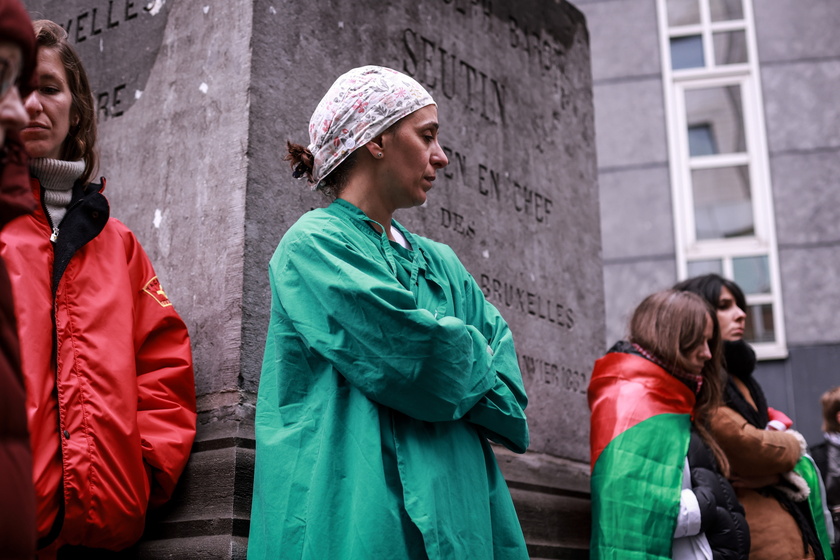 Belgian medical workers protest in solidarity with Gaza and Lebanon