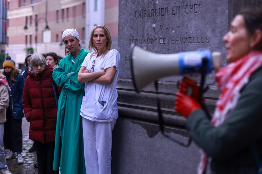 Belgian medical workers protest in solidarity with Gaza and Lebanon