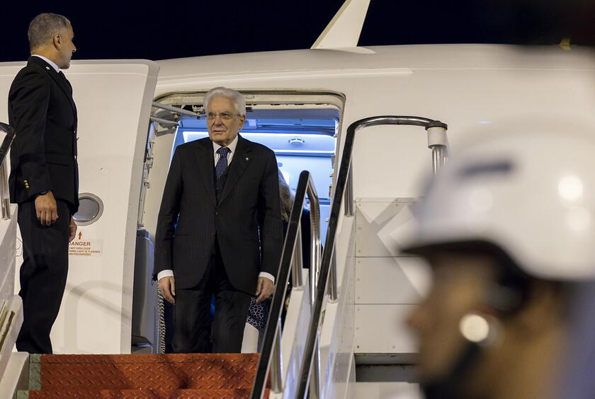 Sergio Mattarella en su llegada a Brasilia