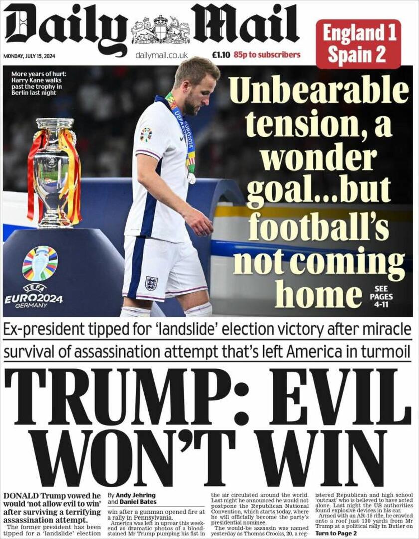 Finale EURO 2024: la rassegna stampa dei giornali inglesi