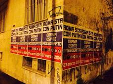 'Roma sta con Putin' Manifesti rimossi