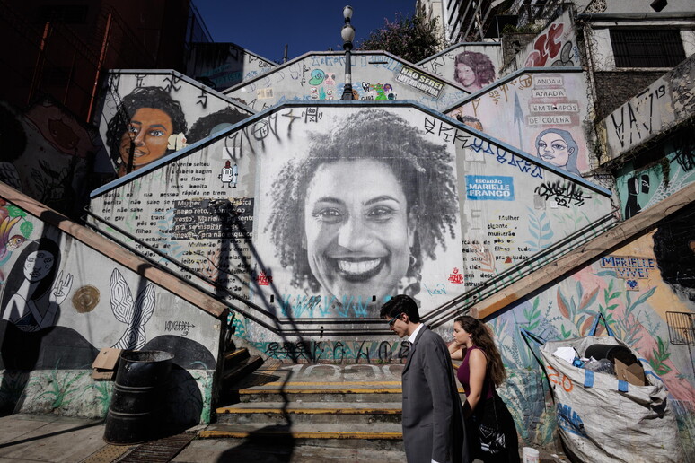 Grafite representa Marielle Franco em SP © ANSA/EPA