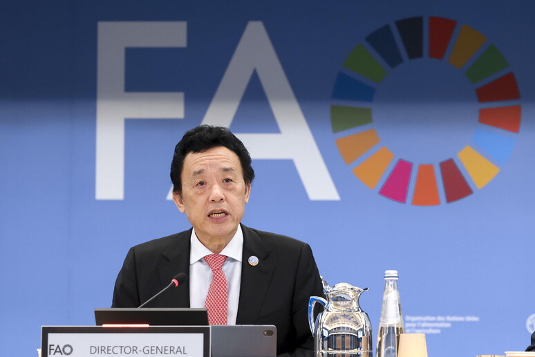 Qu Dongyu, diretor-geral da FAO, em um evento em Roma, na Itália © ANSA/EPA