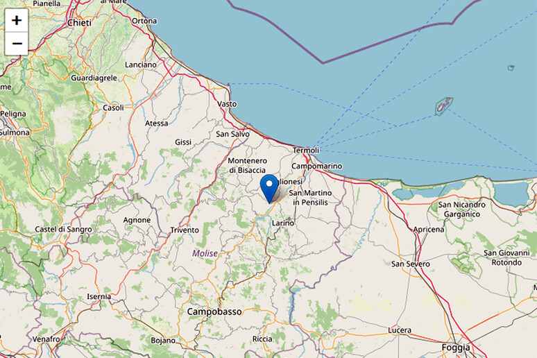 Epicentro do tremor de terra foi registrado na zona de Montecilfone - TODOS OS DIREITOS RESERVADOS