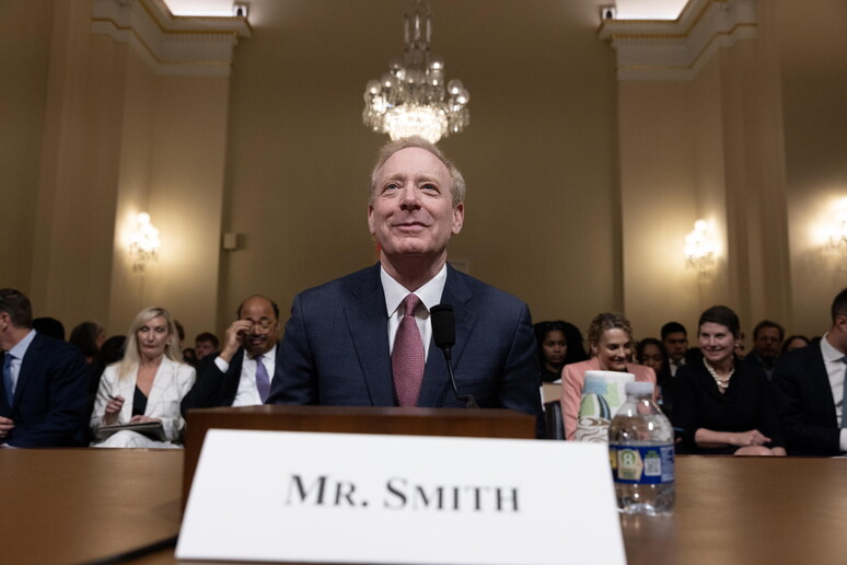 O presidente da Microsoft, Brad Smith, que se reuniu hoje com Giorgia Meloni © ANSA/EPA