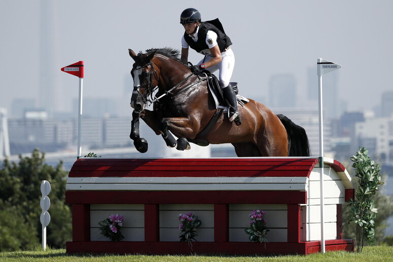 Julia Krajewski of Germany competes in the Eventing Cross Country Team and Individual event - RIPRODUZIONE RISERVATA