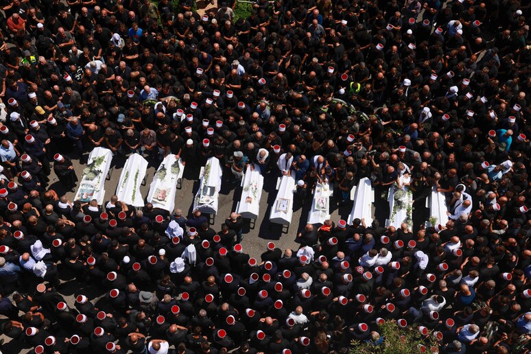 Funeral de vítimas israelenses de ataque nas Colinas de Golã © ANSA/AFP