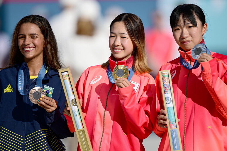 Rayssa leal ficou atrás de japonesas no skate © ANSA/EPA