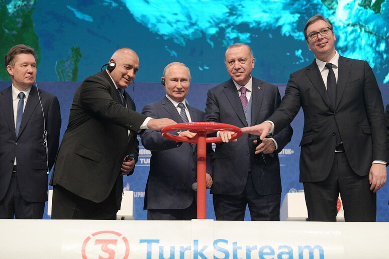 Autoridades se reúnem durante a cerimônia de abertura do projeto Turkstream em 2020 - TODOS OS DIREITOS RESERVADOS