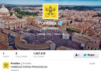 Il primo tweet del nuovo Pontefice sul profilo Twitter 'Pontifex' 'Habemus Papam Franciscum', il 13 marzo 2013