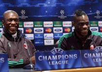 AC Milan coach Clarence Seedorf and forward Mario Balotelli